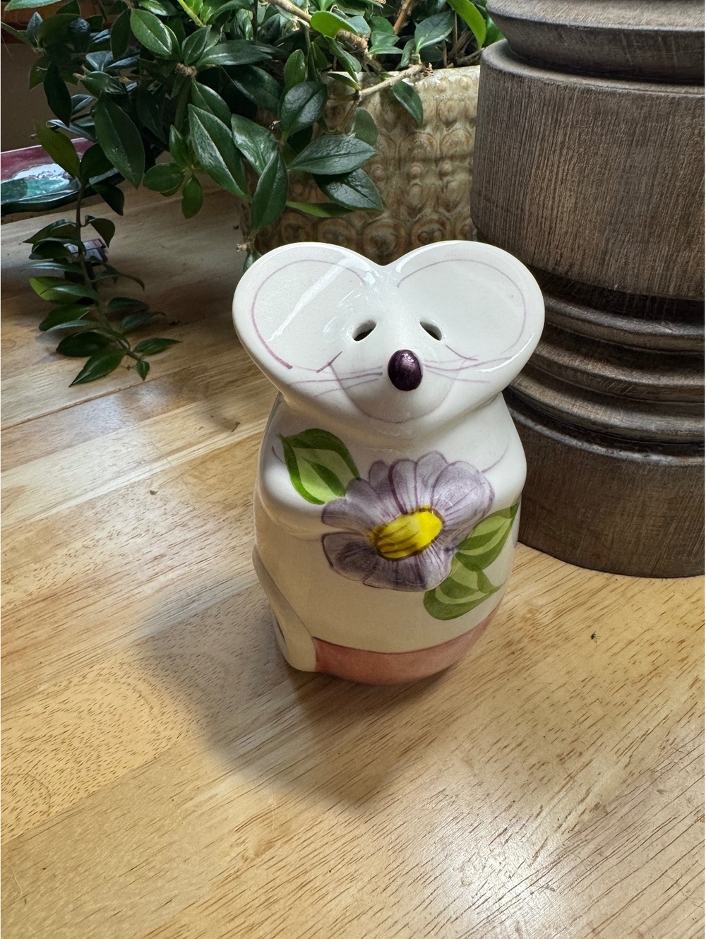 Vintage Ceramic Mouse sugar dispenser with Floral Design